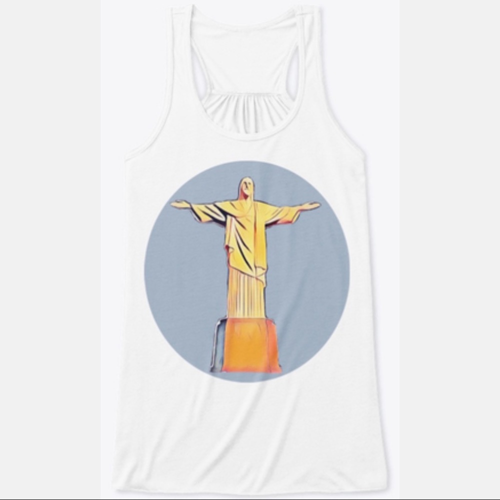 Casual tank top featuring - Christ the redeemer